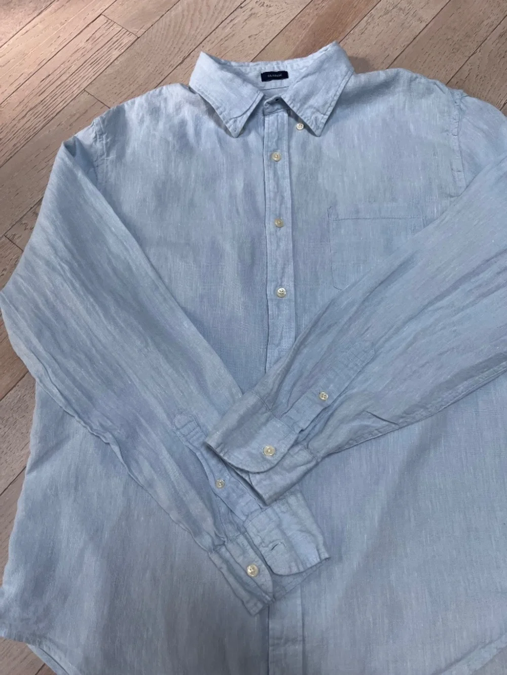 J.Crew Men's Large Linen Blend Button Down Shirt Light Blue Long Sleeve Classic